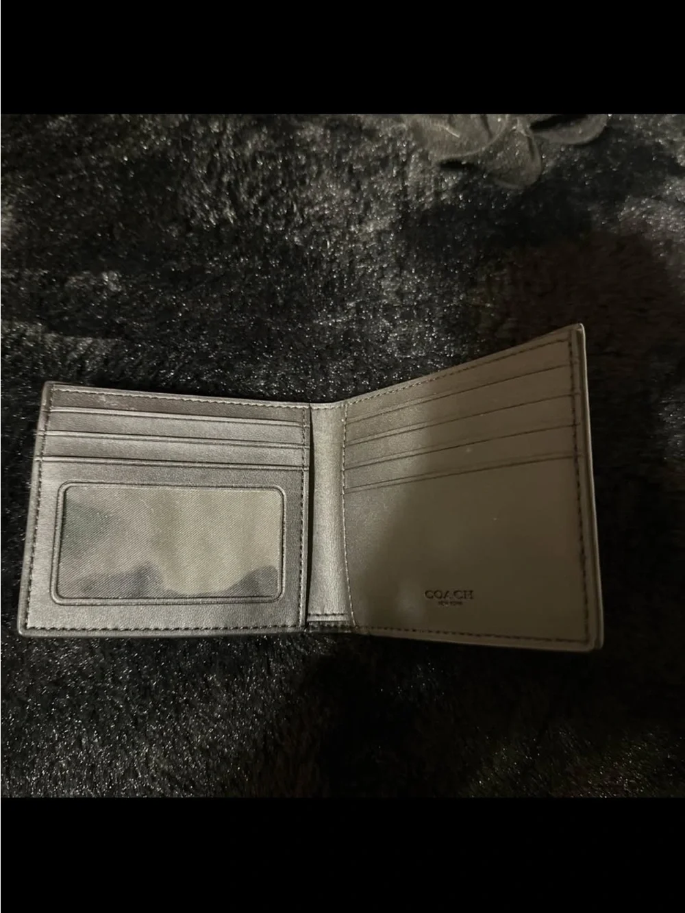 Coach Black Signature Leather Money Clip Wallet